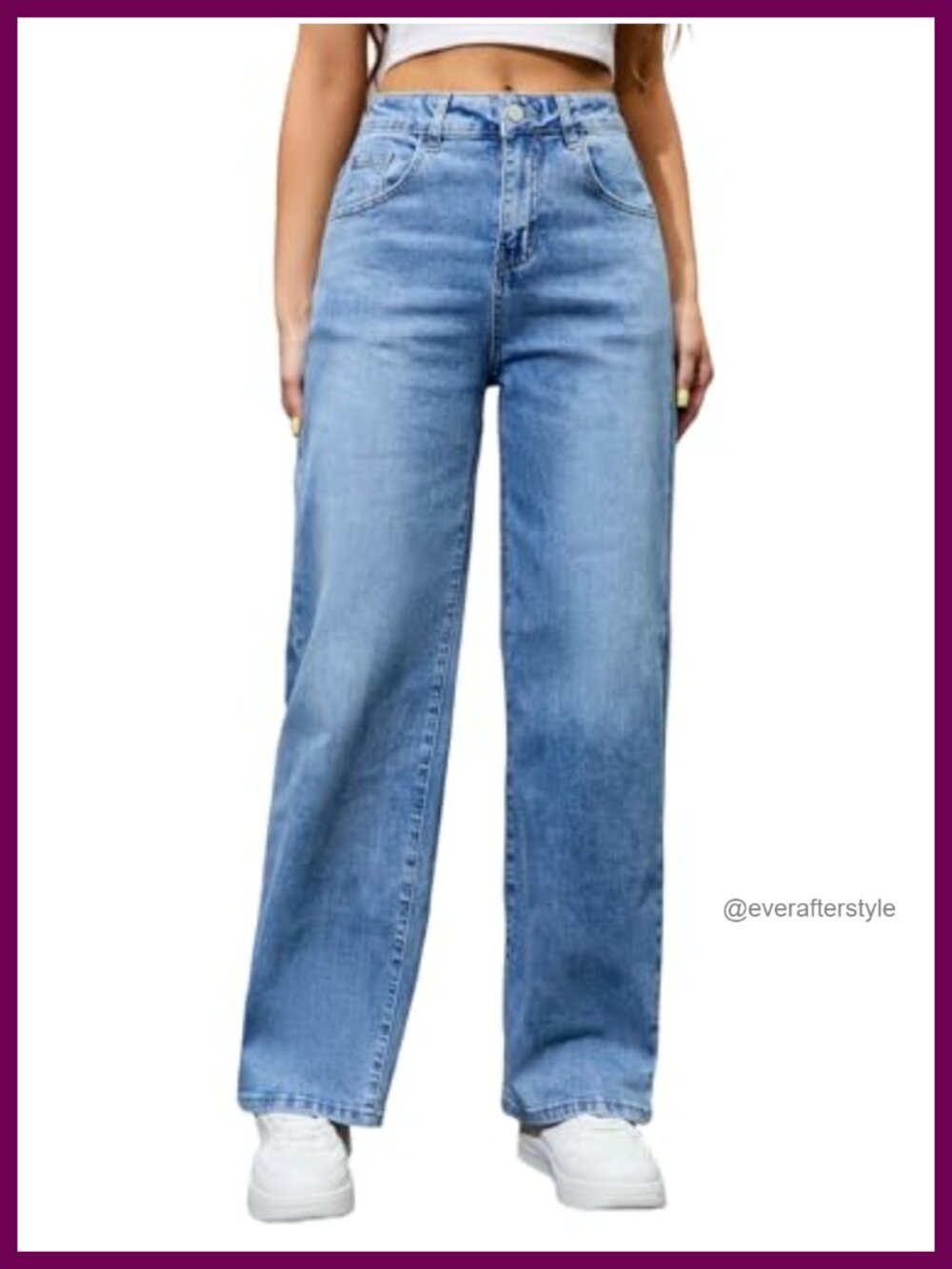 High Waisted Stretchy Straight Leg Loose Jeans Tummy Control